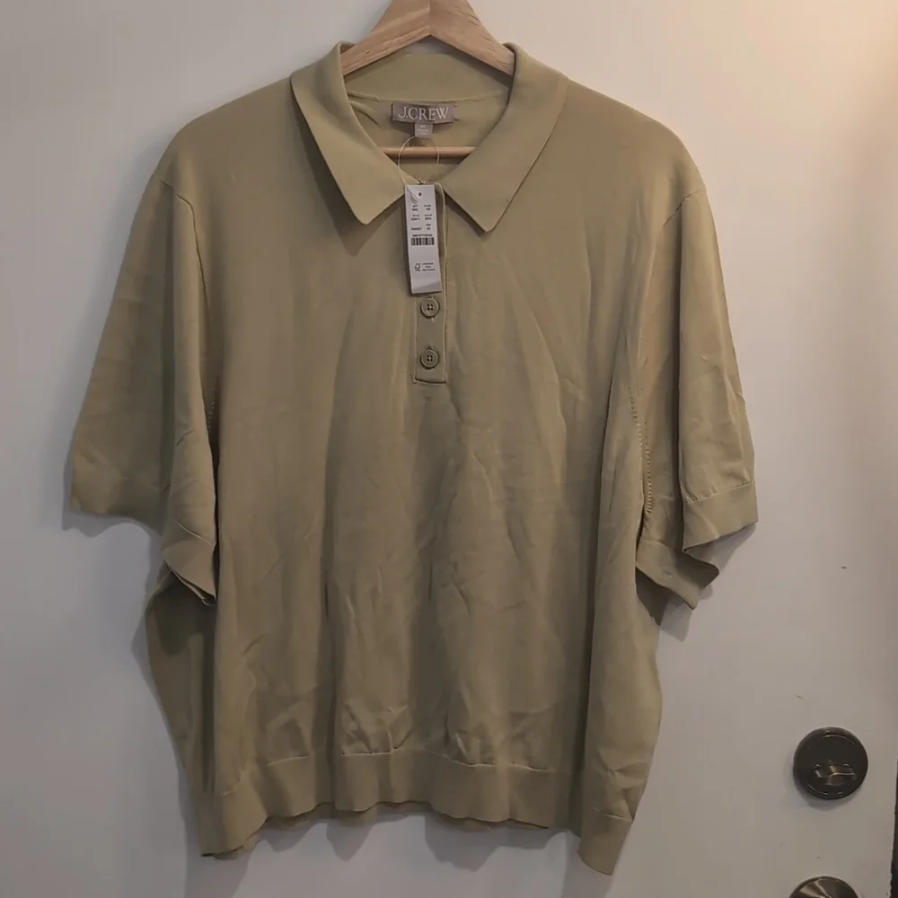 J. Crew New Belmont Khaki Polo Sweater Short Sleeve Size 3XL